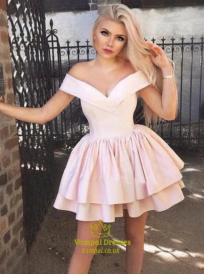 Tiered Homecoming Dress With Ruffles SYH78 by vivymakudress