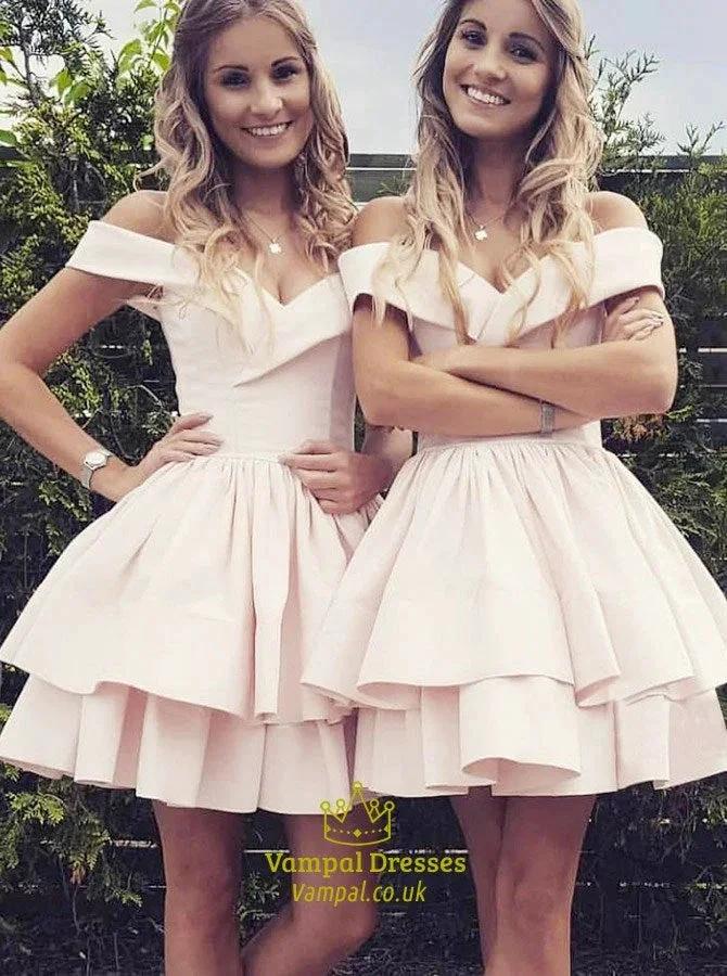Tiered Homecoming Dress With Ruffles SYH78 by vivymakudress