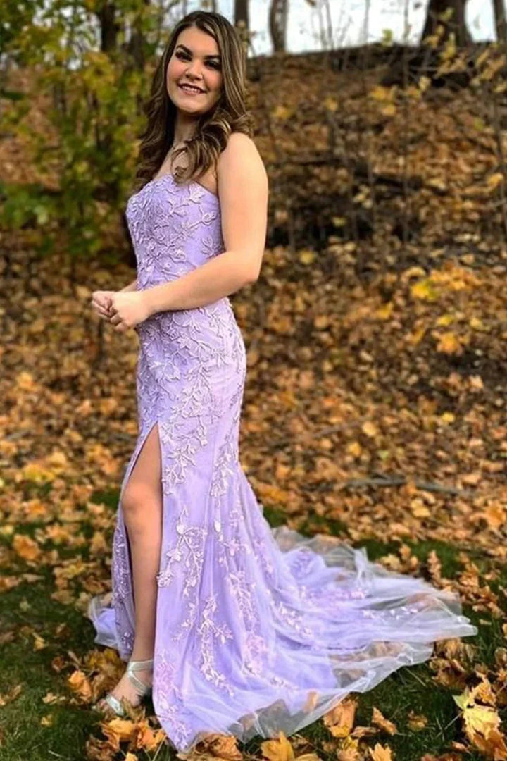 Camryn |Mermaid Strapless Lace Long Prom Dress with Slit by KissProm