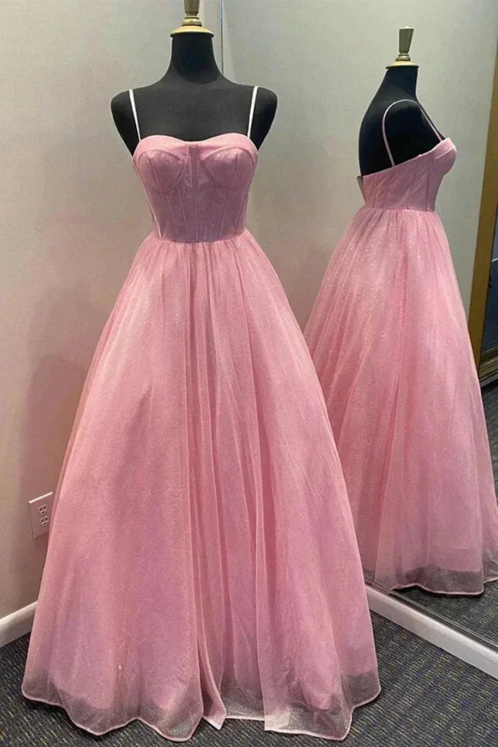 Sparkly A-line Spaghetti Straps Sweetheart Prom Dresses, Evening Dresses by DREAMUNDERWEAR