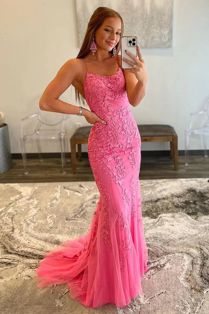 Lucille | Vestido de Baile com Alças Finas em Renda Estilo Sereia