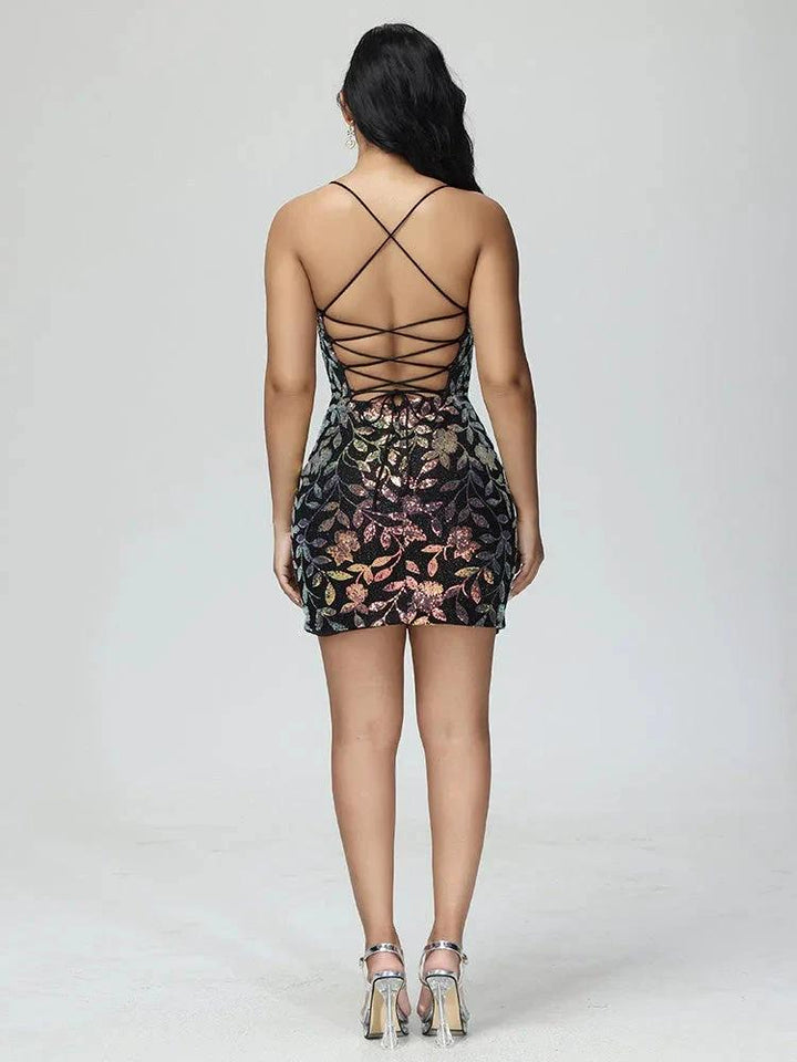 Chic Sleeveless Spaghetti Straps Lace Mini Homecoming Dress by Cicinia