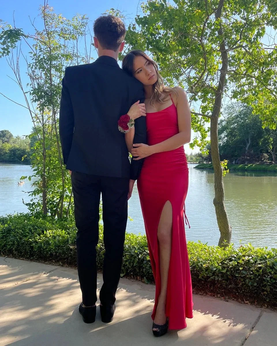 Classic Sheath/Column Long Evening Dress with Split Y4289 by simplepromdress