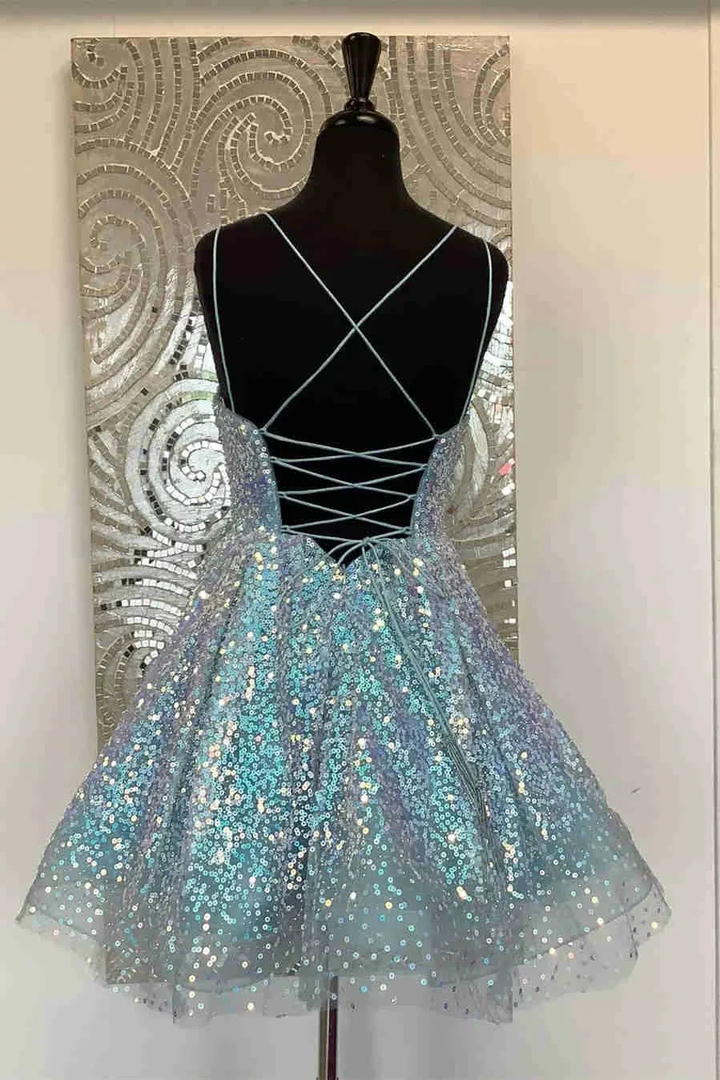 Cute Hot Pink Sequins A-Line Homecoming Dress Y1641 by simplepromdress