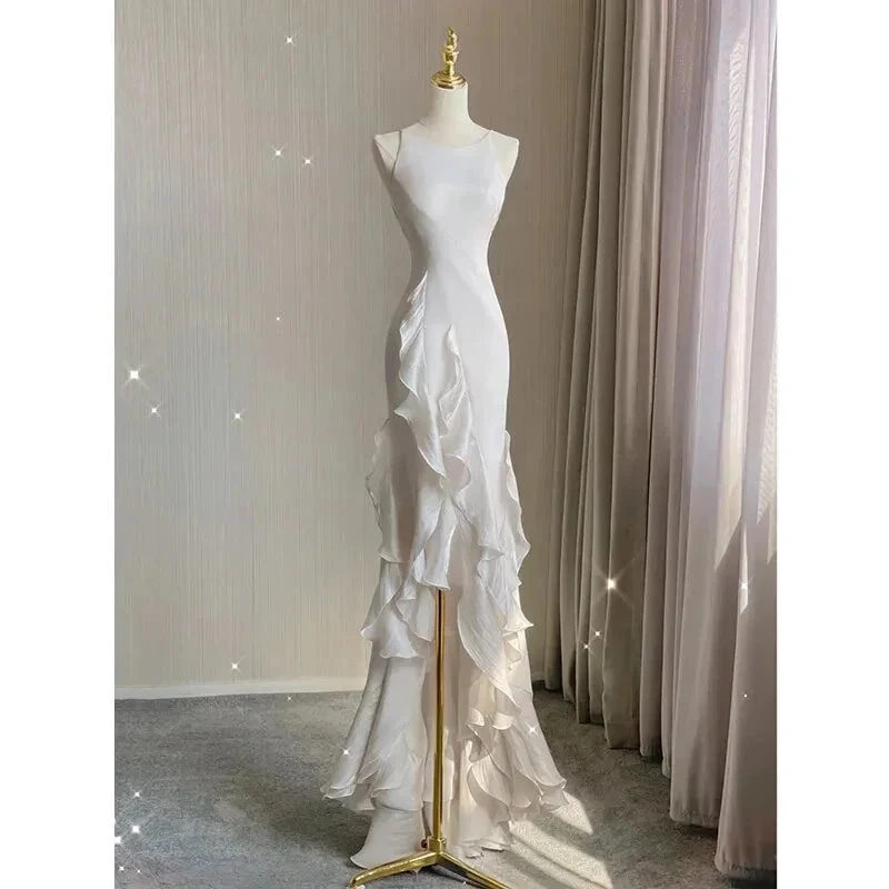 Charming White Wedding Dress,Sleeveless Bridal Dress Y2066 by simplepromdress