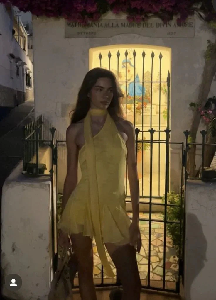 Sexy Halter Yellow Chiffon Homecoming Dress Short Party Dress Y8465 by simplepromdress