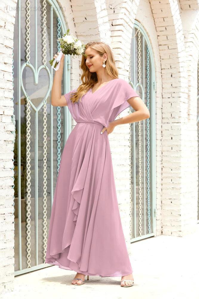 Numbersea Mother of The Bride Dresses Plus Size V-Neck Floor Length Formal Prom Dress for Wedding Guest 28020 by numbersea