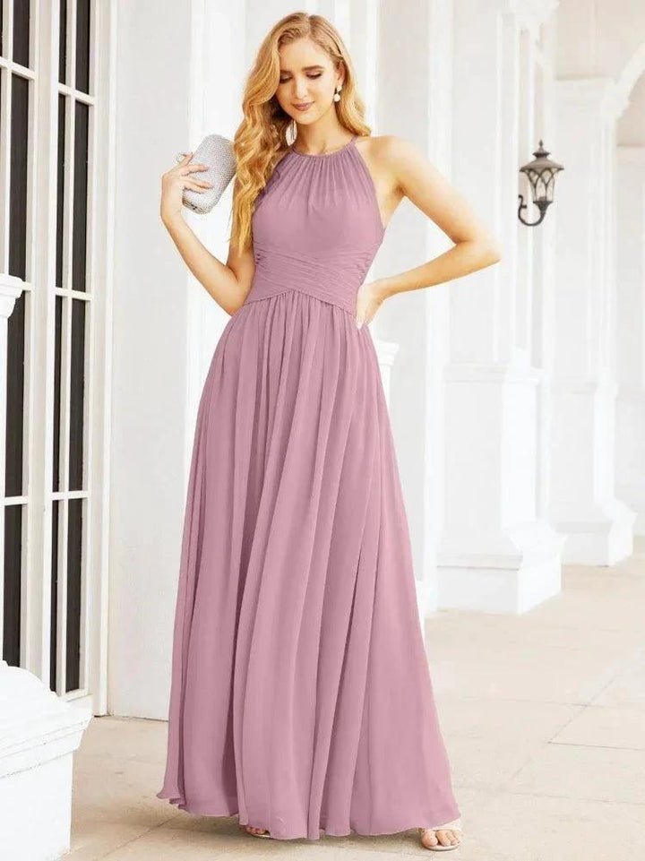 Numbersea Sleeveless Bridesmaid Dresses Long Prom Gown Zipper with Keyhole Back 28056 by numbersea