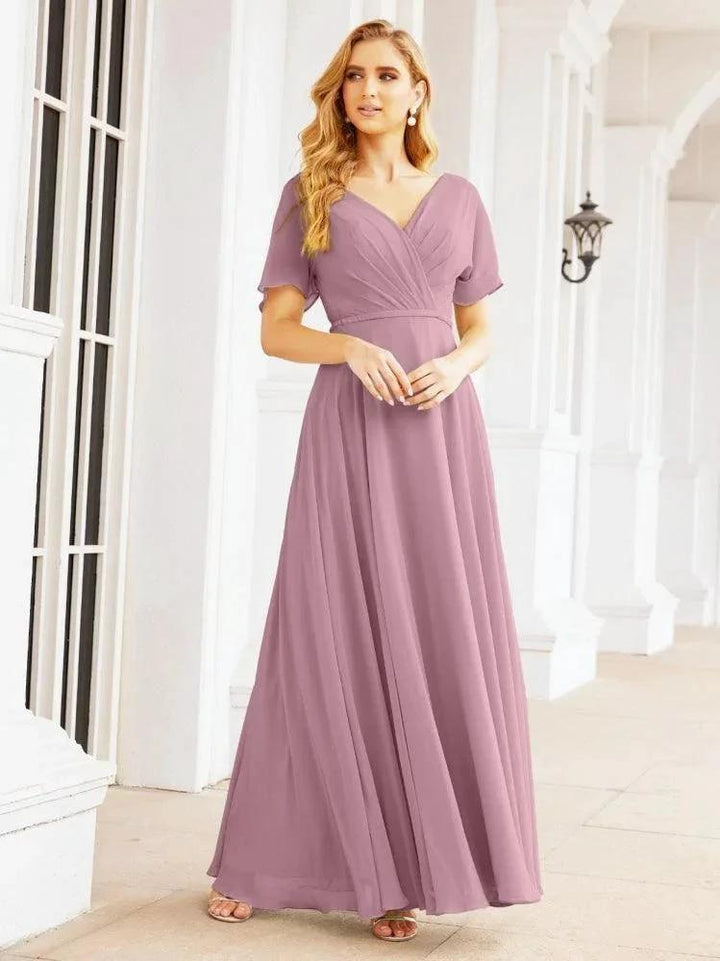 Numbersea Formal Prom Gowns for Mother of The Bride Short Sleeves Bridesmaid Dress 28049 by numbersea