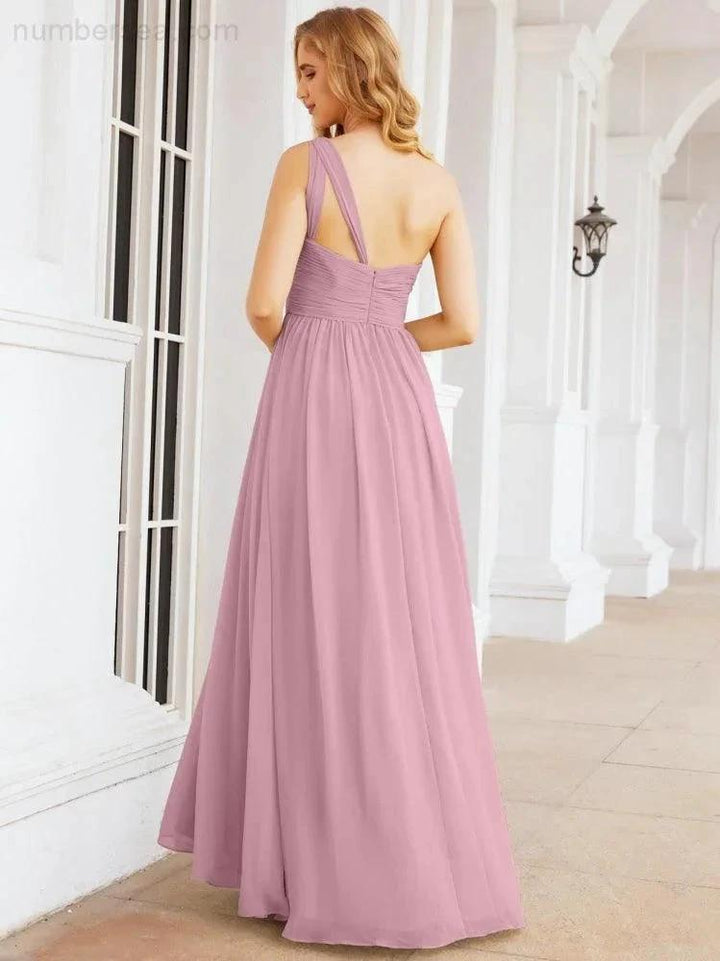 Numbersea One Shoulder Bridesmaid Dresses Long Maxi Formal Evening Party Prom Gowns 28061 by numbersea