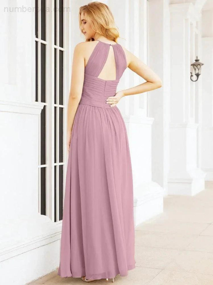 Numbersea Sleeveless Bridesmaid Dresses Long Prom Gown Zipper with Keyhole Back 28056 by numbersea
