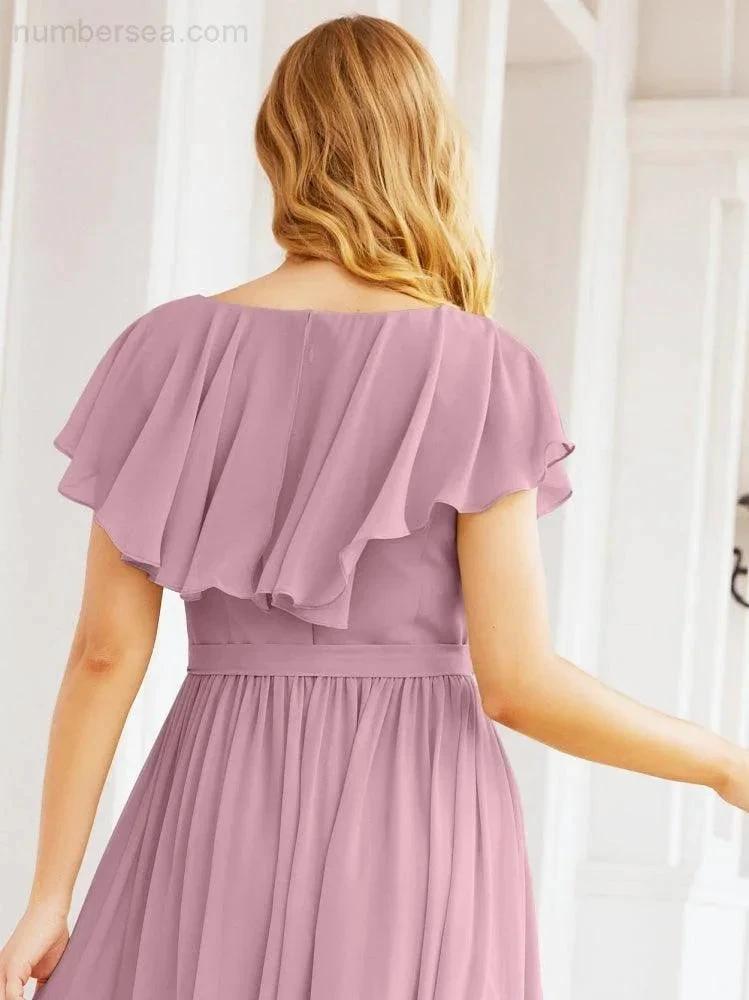 Bridesmaid Dresses with Flutter Sleeves Formal Evening Party Prom Gowns 28044 by numbersea