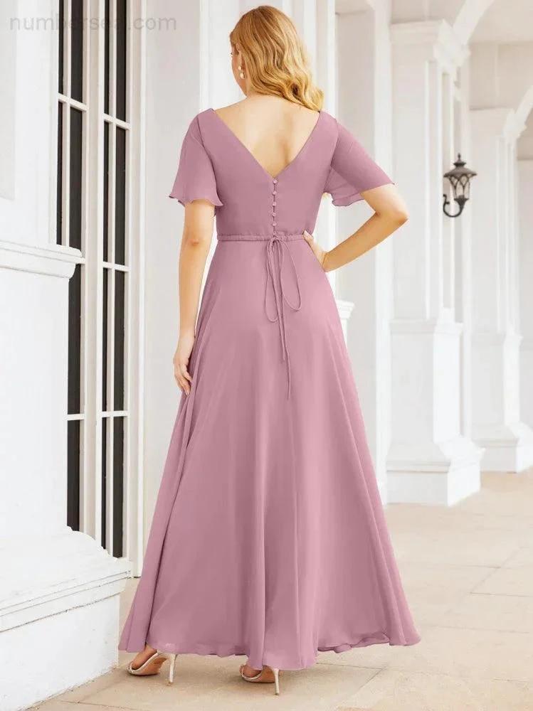 Numbersea Formal Prom Gowns for Mother of The Bride Short Sleeves Bridesmaid Dress 28049 by numbersea