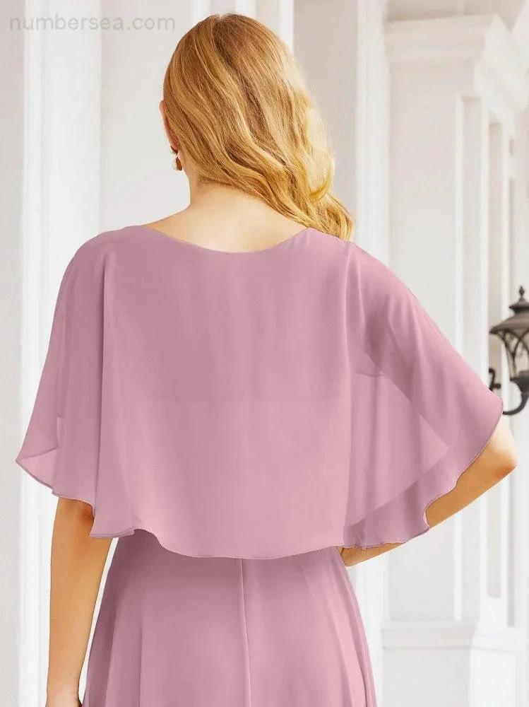 Numbersea Bridesmaid Dresses for Wedding Formal Evening Party Prom Gown with Cape 28050 by numbersea