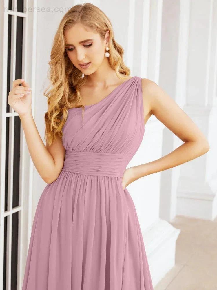 Numbersea One Shoulder Bridesmaid Dresses Long Maxi Formal Evening Party Prom Gowns 28061 by numbersea