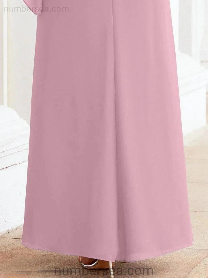 Sunnderly Formal Party Gown Dress Long Mother of The Bride Dresses with Ruffle Cape SY28026 by numbersea