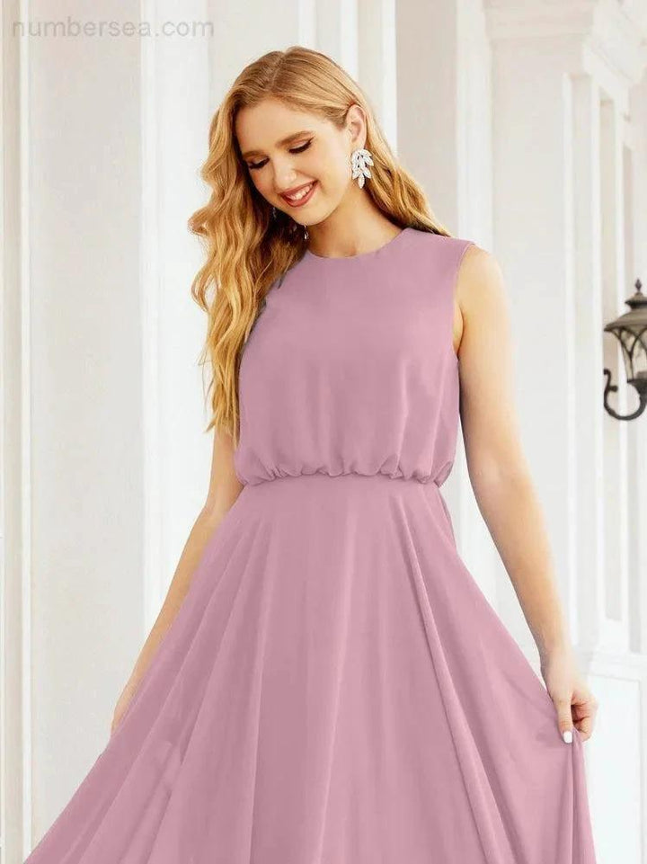 Numbersea Sleeveless Long Bridesmaid Dress A line Formal Evening Prom Gown 28025 by numbersea