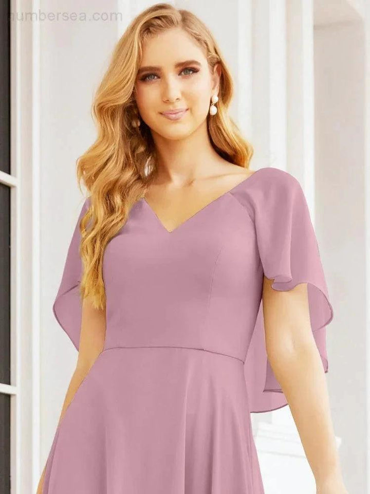 Numbersea Bridesmaid Dresses for Wedding Formal Evening Party Prom Gown with Cape 28050 by numbersea