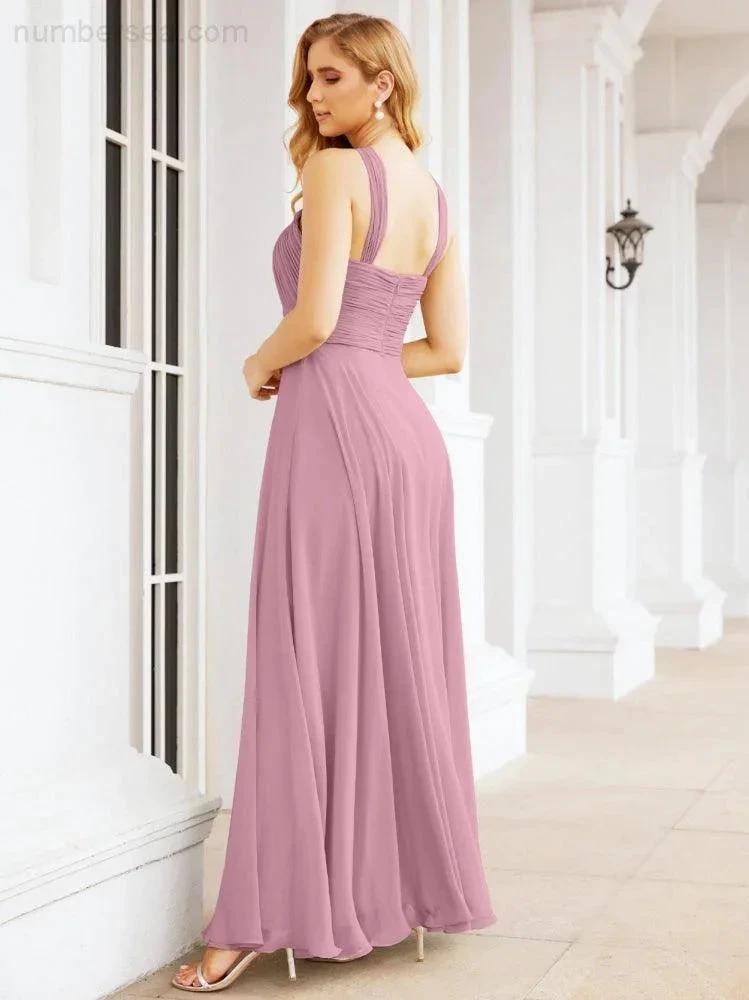 Numbersea Crisscross Halter Bridesmaid Dresses for Party Wedding Evening Prom Maxi Ball Gowns 28053 by numbersea
