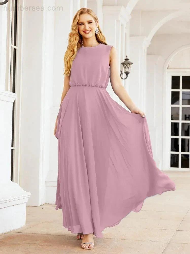 Numbersea Sleeveless Long Bridesmaid Dress A line Formal Evening Prom Gown 28025 by numbersea