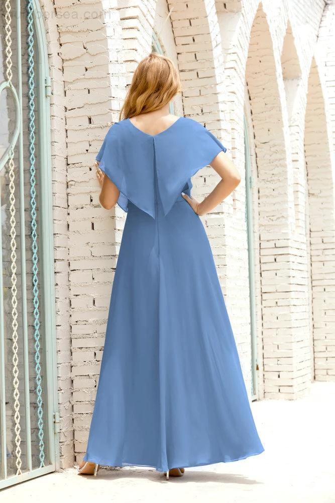 Numbersea Mother of The Bride Dresses Plus Size V-Neck Floor Length Formal Prom Dress for Wedding Guest 28020 by numbersea