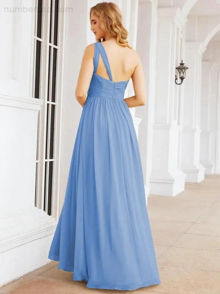 Numbersea One Shoulder Bridesmaid Dresses Long Maxi Formal Evening Party Prom Gowns 28061 by numbersea