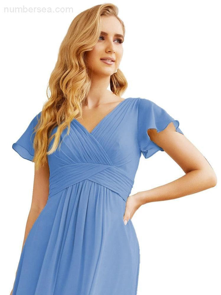 Numbersea Formal Prom Gowns for Mother of The Bride Cap Sleeves Bridesmaid Dress 28047 by numbersea