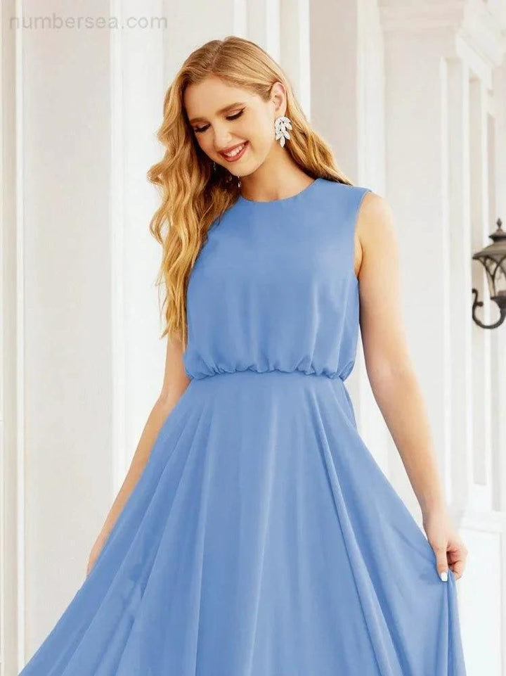 Numbersea Sleeveless Long Bridesmaid Dress A line Formal Evening Prom Gown 28025 by numbersea