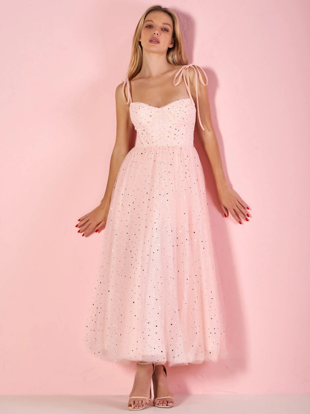 Sweetheart Neckline Starlit Cloar Maxi Length Tulle Prom Dress by Anne of Brittany