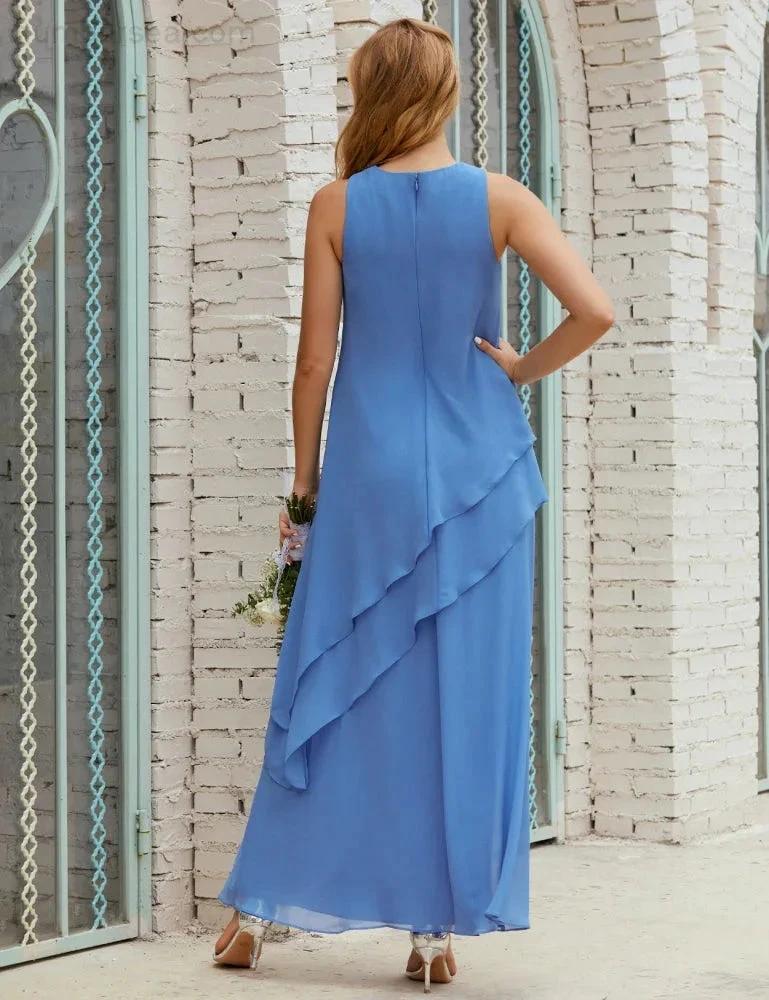 Chiffon Long Plus Size Mother of Bride Dresses Formal Bridesmaid Prom Gown SY28019 by numbersea
