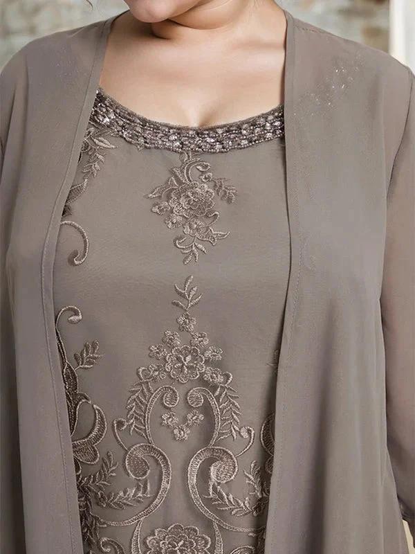 Separates Jumpsuit/Pantsuit Scoop Floor-Length Chiffon Lace Mother of the Bride Dress With Beading Sequins by Dreamylily