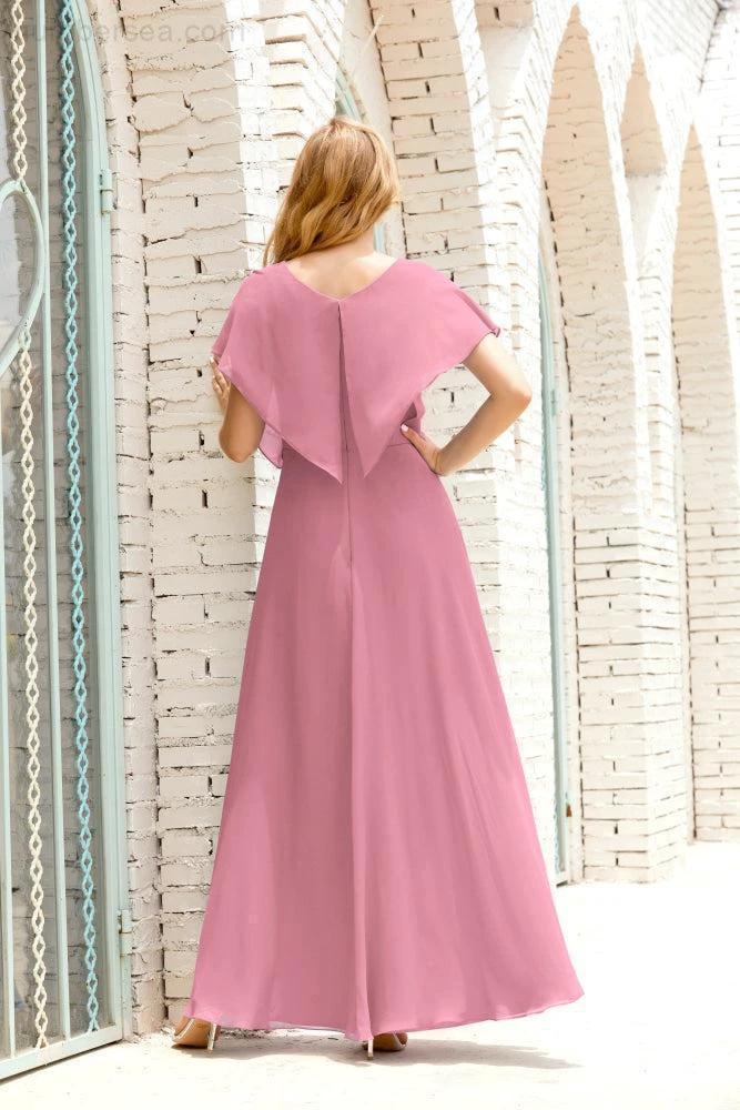 Numbersea Mother of The Bride Dresses Plus Size V-Neck Floor Length Formal Prom Dress for Wedding Guest 28020 by numbersea