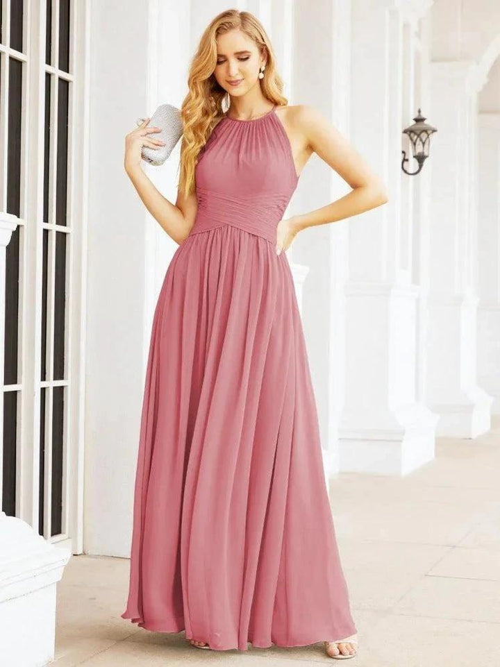 Numbersea Sleeveless Bridesmaid Dresses Long Prom Gown Zipper with Keyhole Back 28056 by numbersea