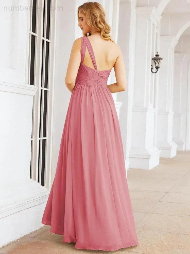 Numbersea One Shoulder Bridesmaid Dresses Long Maxi Formal Evening Party Prom Gowns 28061 by numbersea