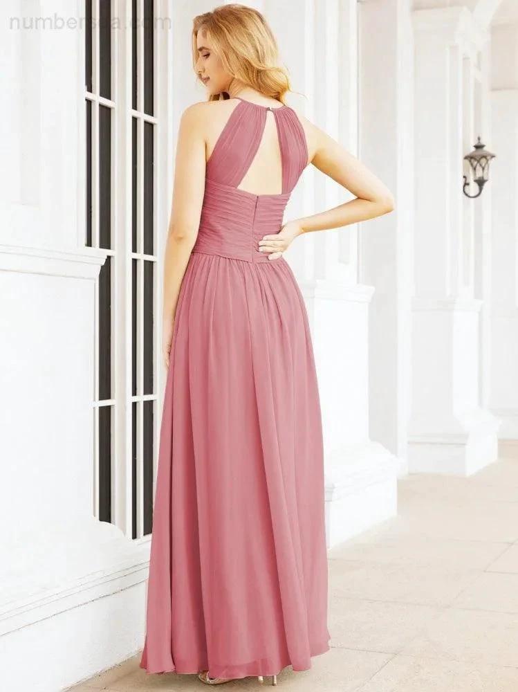 Numbersea Sleeveless Bridesmaid Dresses Long Prom Gown Zipper with Keyhole Back 28056 by numbersea