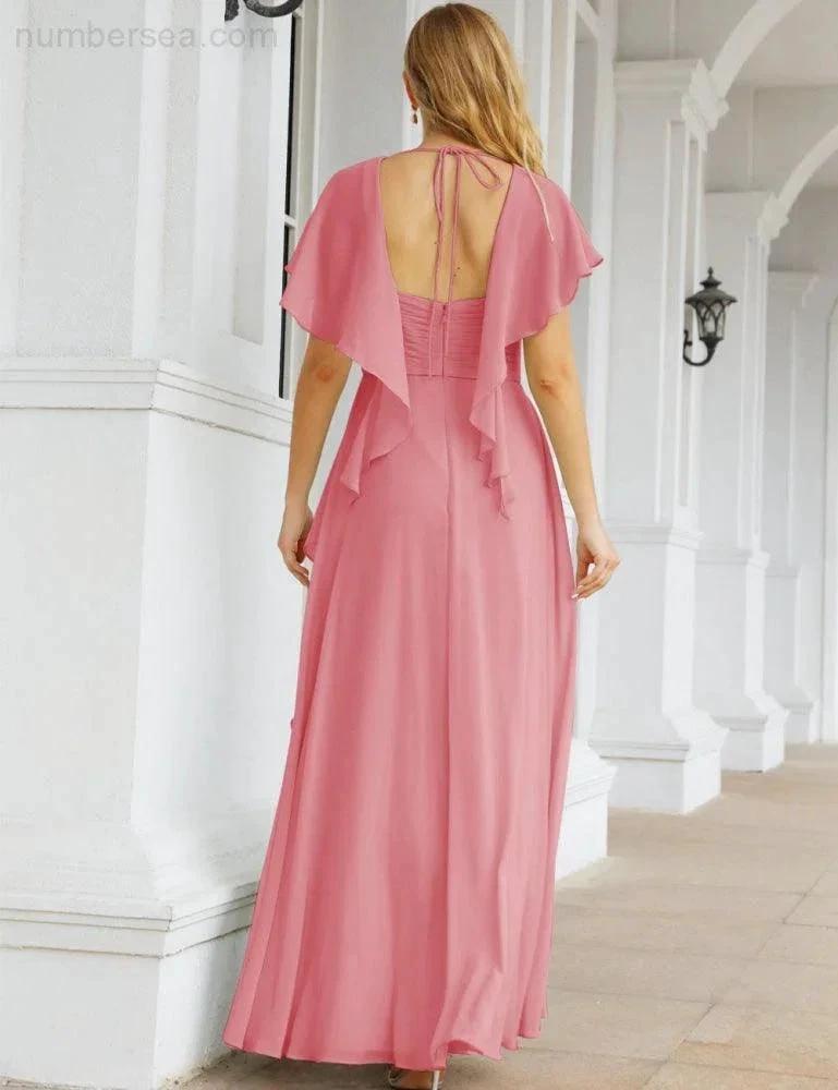 Numbersea Bridesmaid Dresses Backless Formal Prom Gowns for Evening Party Mother of The Bride Dress 28040 by numbersea
