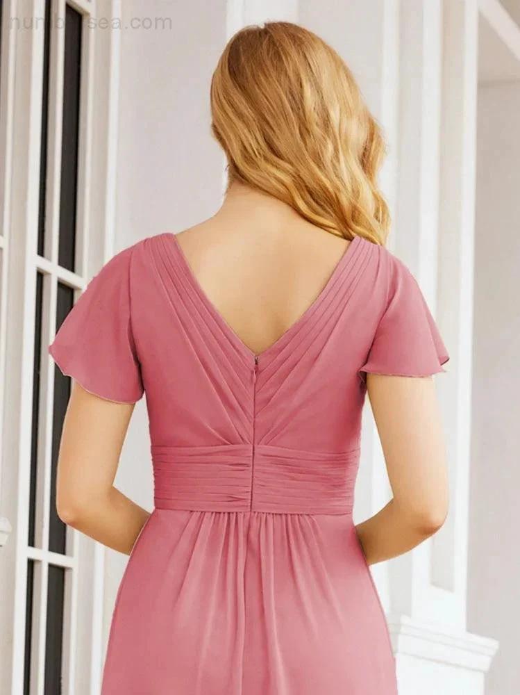 Numbersea Formal Prom Gowns for Mother of The Bride Cap Sleeves Bridesmaid Dress 28047 by numbersea