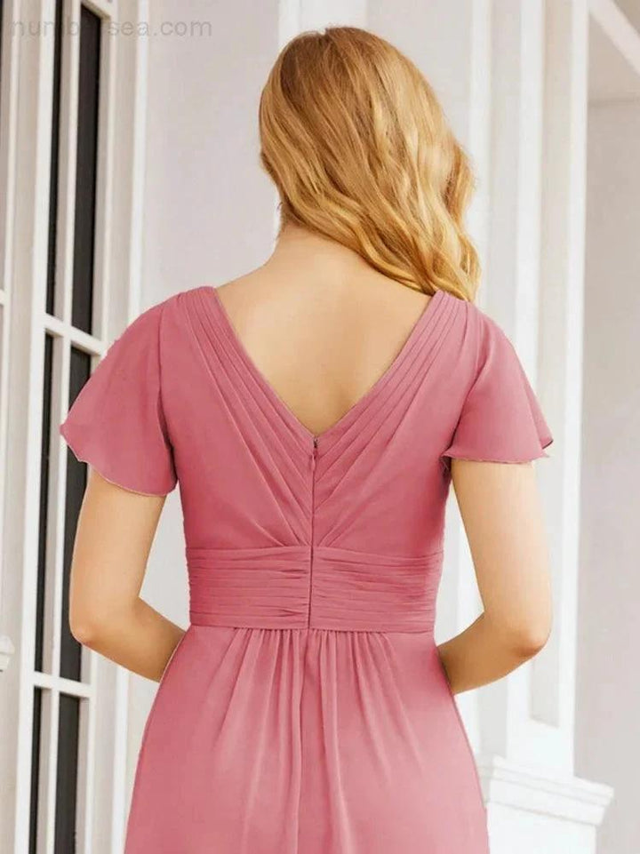 Numbersea Formal Prom Gowns for Mother of The Bride Cap Sleeves Bridesmaid Dress 28047 by numbersea