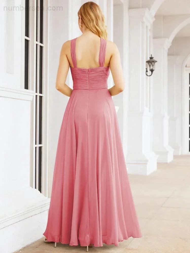 Numbersea Crisscross Halter Bridesmaid Dresses for Party Wedding Evening Prom Maxi Ball Gowns 28053 by numbersea