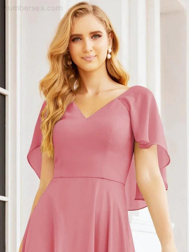 Numbersea Bridesmaid Dresses for Wedding Formal Evening Party Prom Gown with Cape 28050 by numbersea
