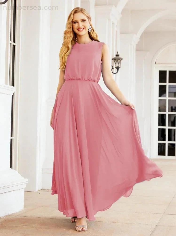 Numbersea Sleeveless Long Bridesmaid Dress A line Formal Evening Prom Gown 28025 by numbersea