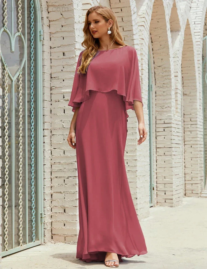 Sunnderly Bridesmaid Dress Women Long Sleeve V-Neck Chiffon Formal Wedding Party Dress SY28018 by numbersea