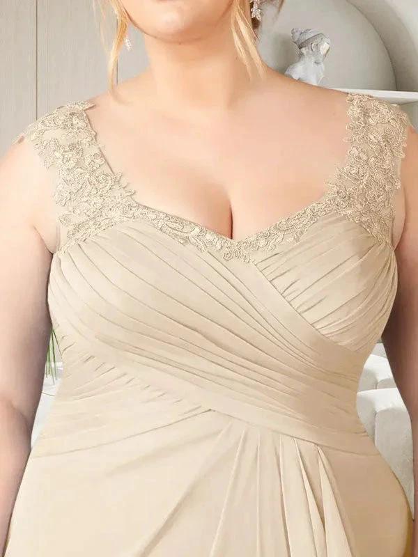 Champagne A-Line Sweetheart Neckline Pleated Mesh Dress by Dreamylily