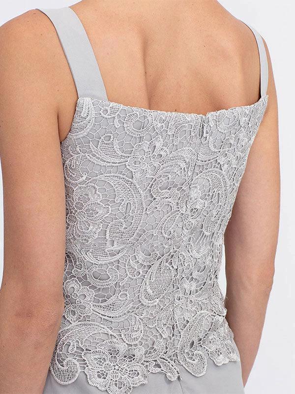 3 Piece Chiffon Square Neck Mother of the Bride Pantsuits with Jacket by Dreamylily
