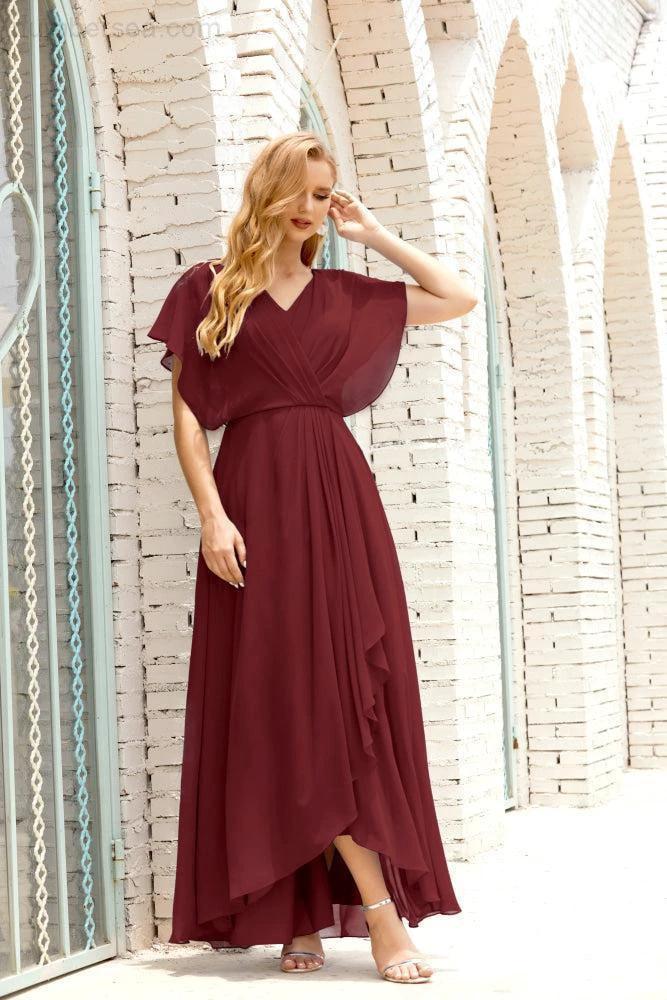 Numbersea Mother of The Bride Dresses Plus Size V-Neck Floor Length Formal Prom Dress for Wedding Guest 28020 by numbersea