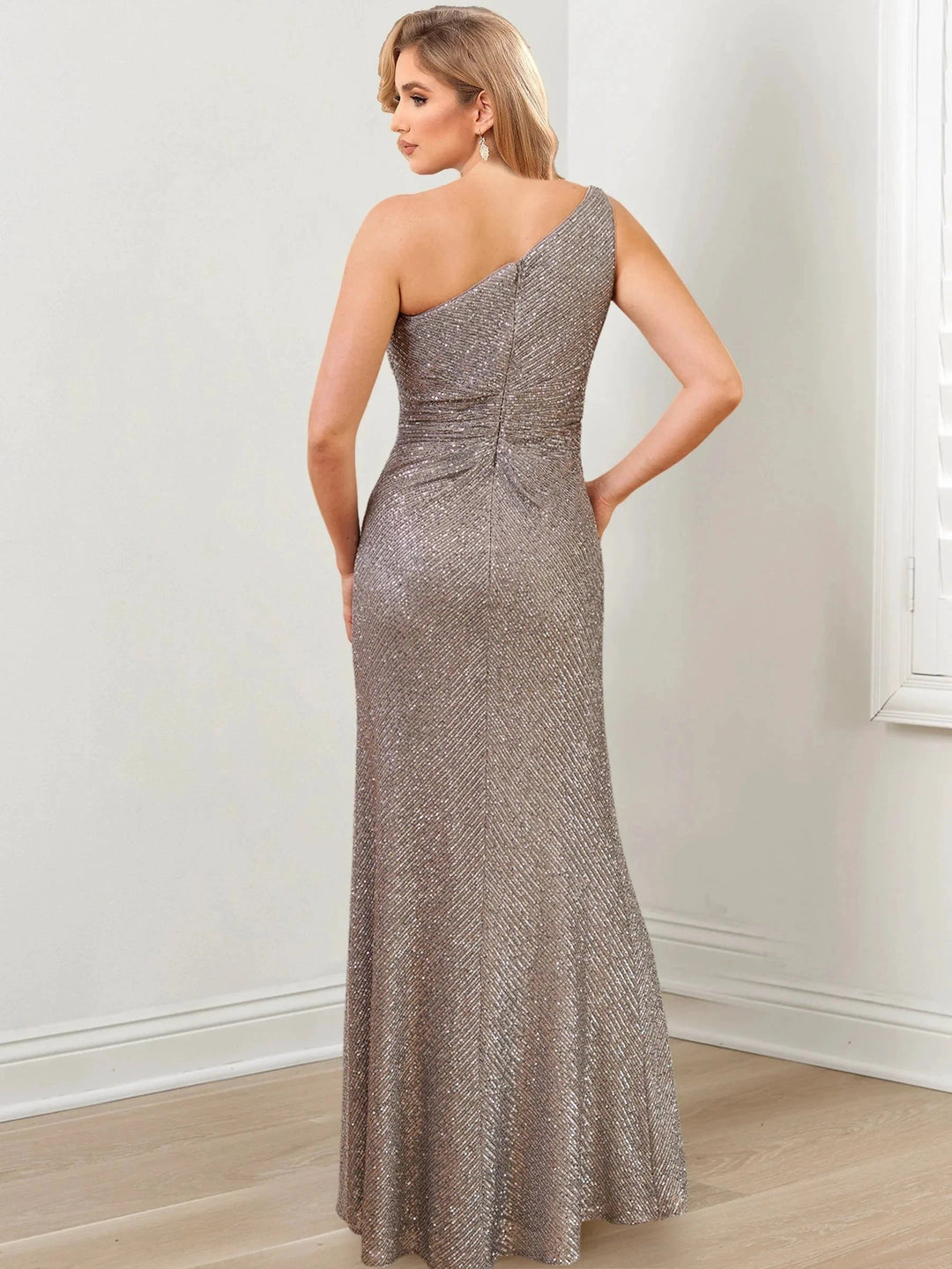 Sheath/Column One-Shoulder Floor-Length Mother of the Bride Dresses by Dreamylily