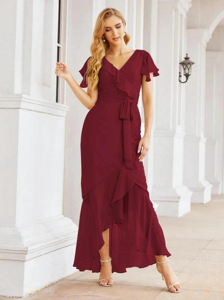 Numbersea Ruffled Bridesmaid Dresses Mermaid Formal Violin Evening Party Prom Gowns 28042 by numbersea