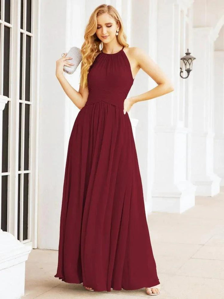 Numbersea Sleeveless Bridesmaid Dresses Long Prom Gown Zipper with Keyhole Back 28056 by numbersea