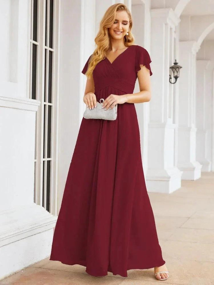 Numbersea Formal Prom Gowns for Mother of The Bride Cap Sleeves Bridesmaid Dress 28047 by numbersea