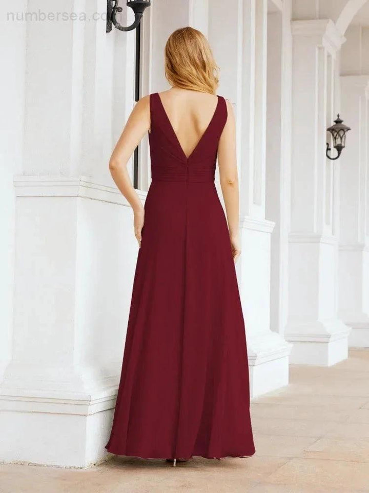 Numbersea Bridesmaid Dresses for Wedding Ruffles Long Formal Prom Gowns 28039 by numbersea
